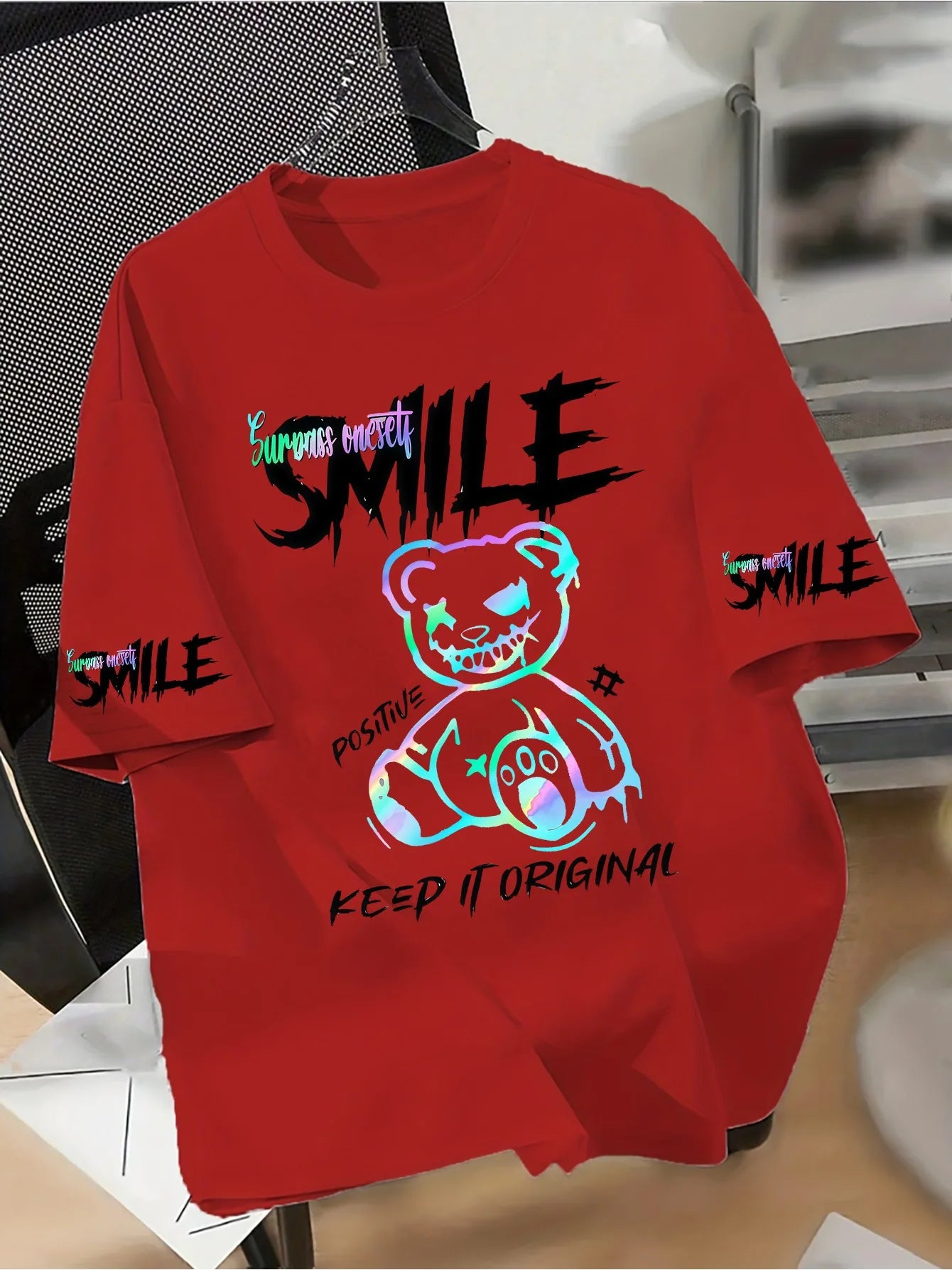 Bear Print Breathable Men's T-Shirt