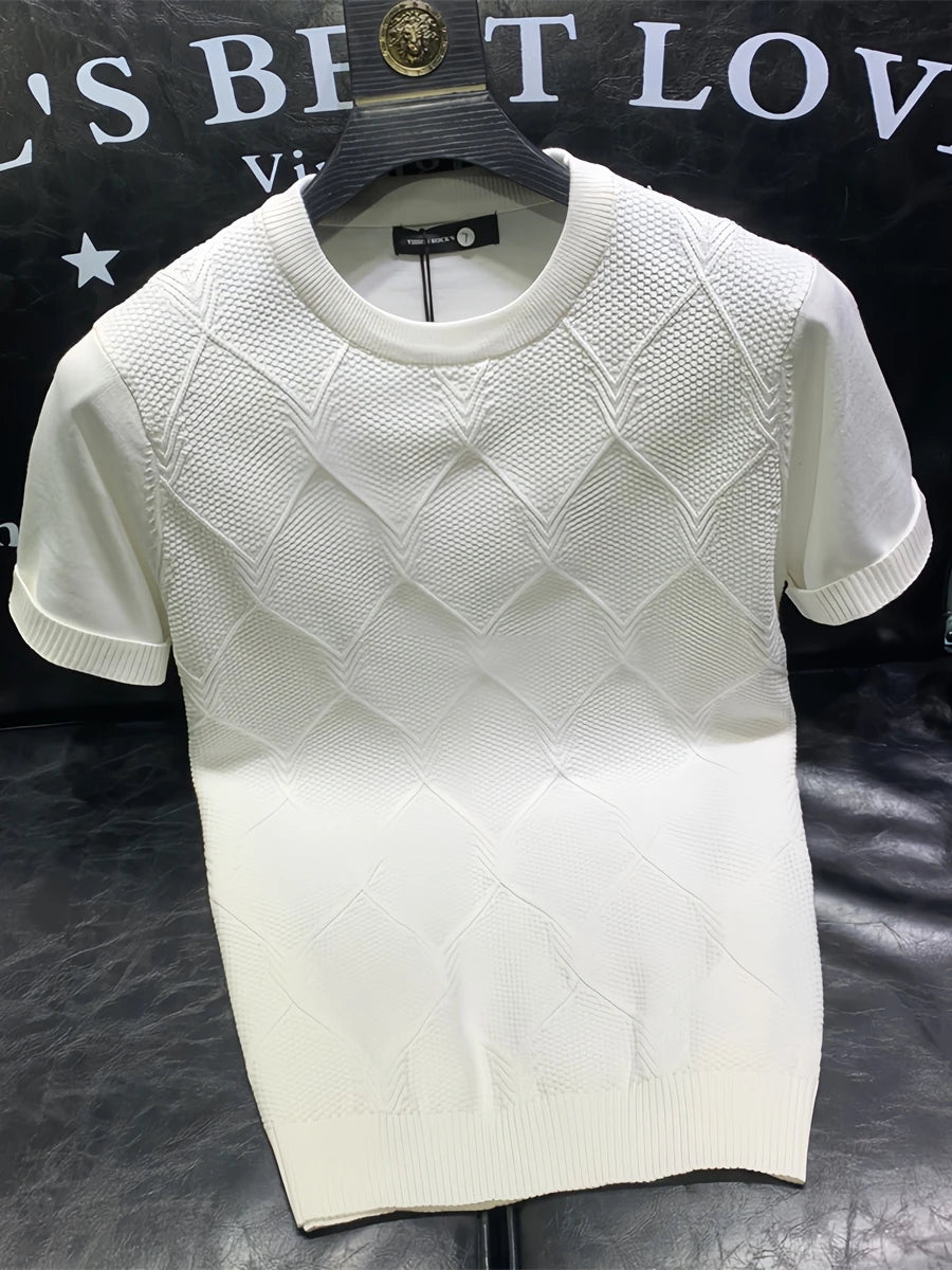 Korean Knitted Solid Color T-Shirt