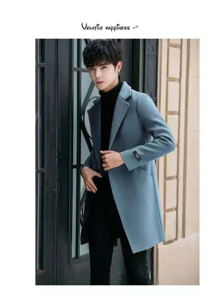Men's Slim Fit Tweed Woolen Coat