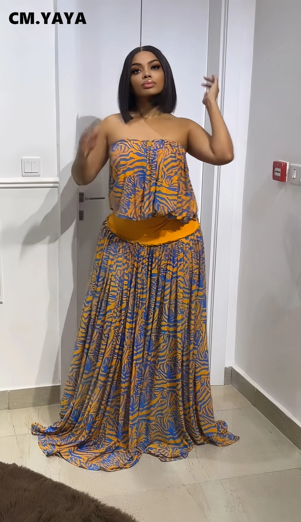 Women's Strapless Top and Tiered Skirt Set