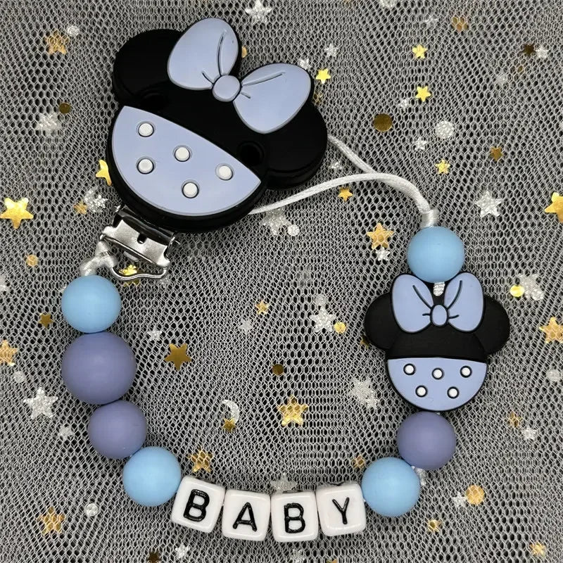 2026 Custom Name Baby Pacifier Clips Chain Silicone Beads Teether Toys Dummy Holder Russian English Name Pacifier Chain Newborn
