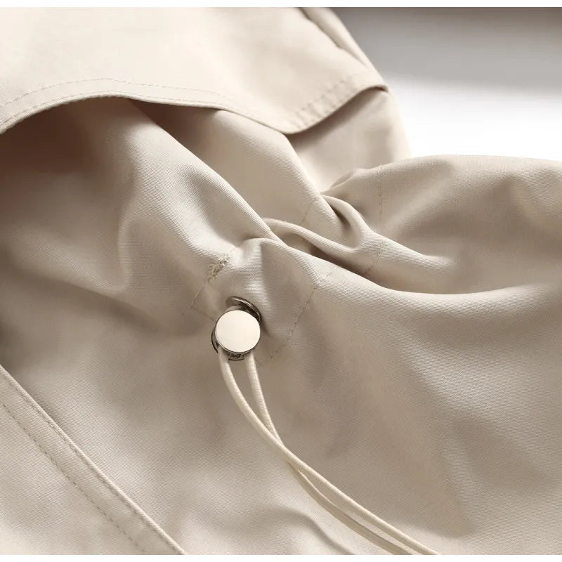 Women's Lace Trim Stand Collar Trench Coat