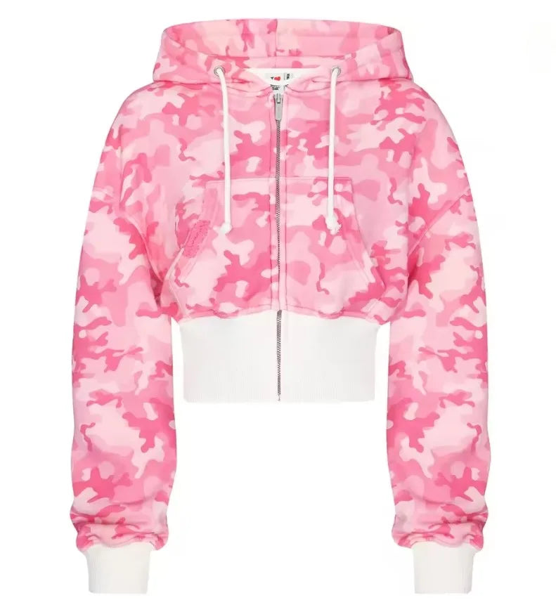 Y2K Cherry Blossom Embroidered Zip Hoodie
