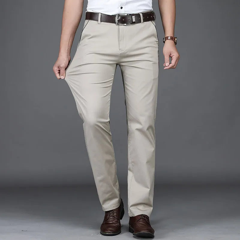 Men's Stretch Cotton Straight Leg Trousers