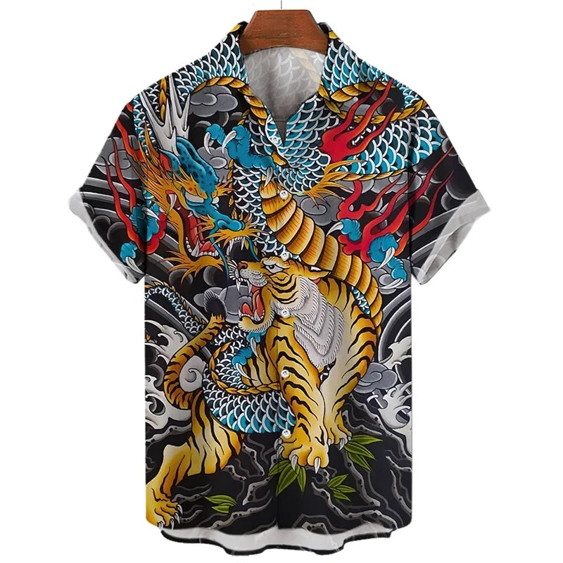 Men's 3D Tiger Dragon Hawaiian Shirt