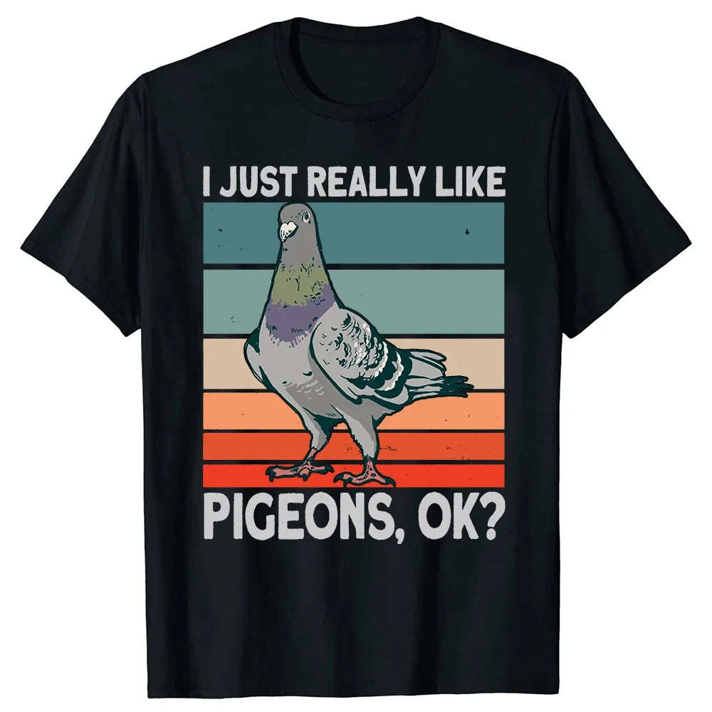 Funny Birdwatching Pigeon Graphic T-Shirt