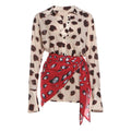 Retro Polka Dot Shirt Dress Set with Scarf