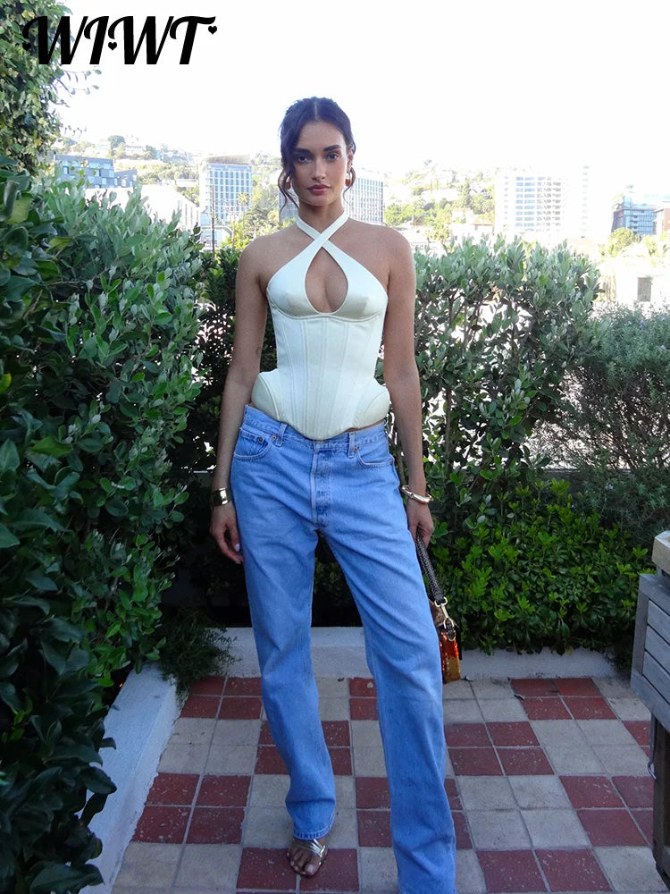 Women's Halter Lace-Up Backless Tank Top