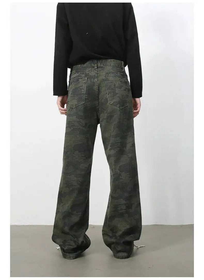 Men's Camouflage Wide Leg Denim Pants