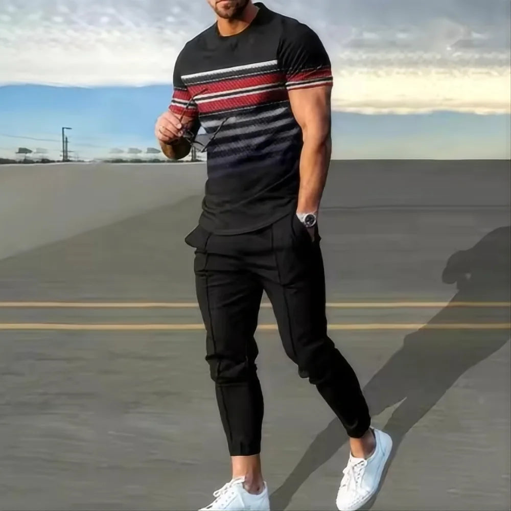 Men's 3D Print Basketball Jogging 2-Piece Set