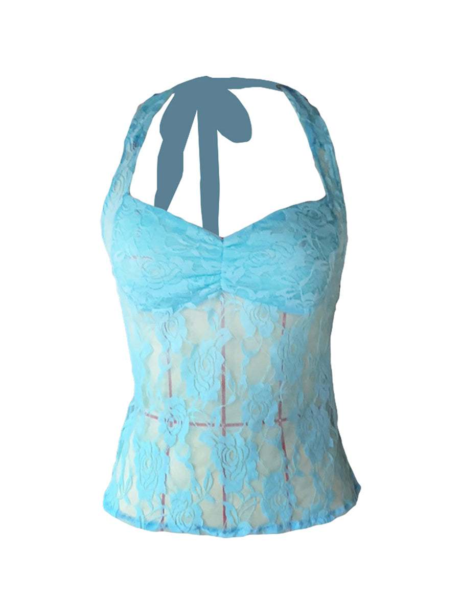 Women's Lace V-Neck Sleeveless Tank Top