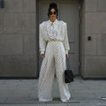 Women's Dot Shirt and Wide Leg Pants Set