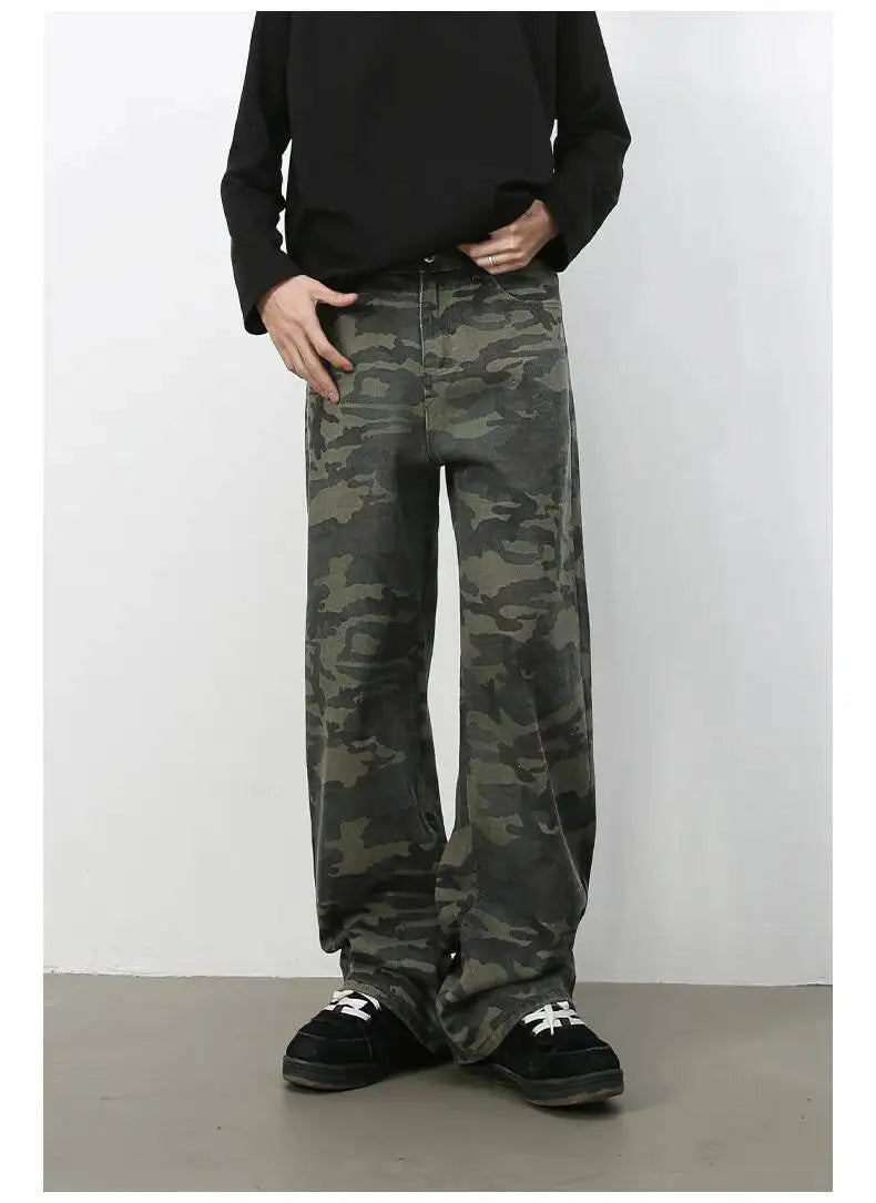 Men's Camouflage Wide Leg Denim Pants
