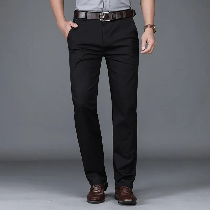 Men's Stretch Cotton Straight Leg Trousers