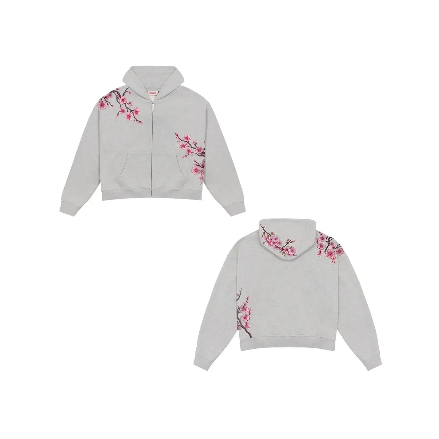 Y2K Cherry Blossom Embroidered Zip Hoodie