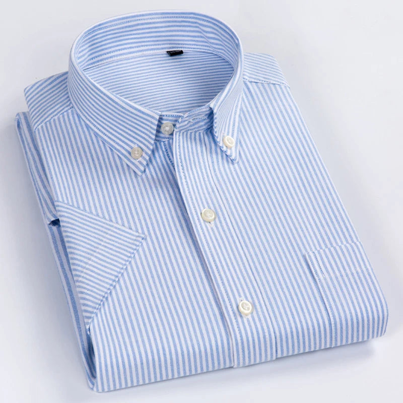 Men's Plaid Gingham Short Sleeve Shirt