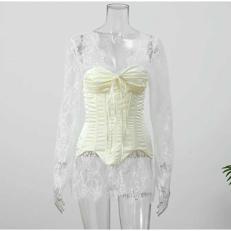 Women's Lace Patchwork Corset Mini Dress