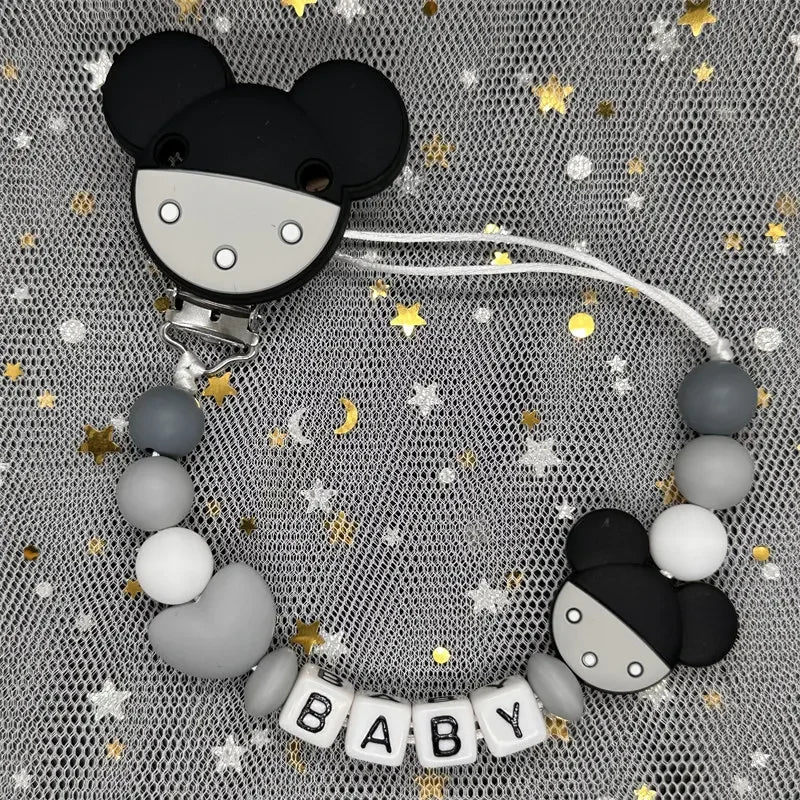 2026 Custom Name Baby Pacifier Clips Chain Silicone Beads Teether Toys Dummy Holder Russian English Name Pacifier Chain Newborn