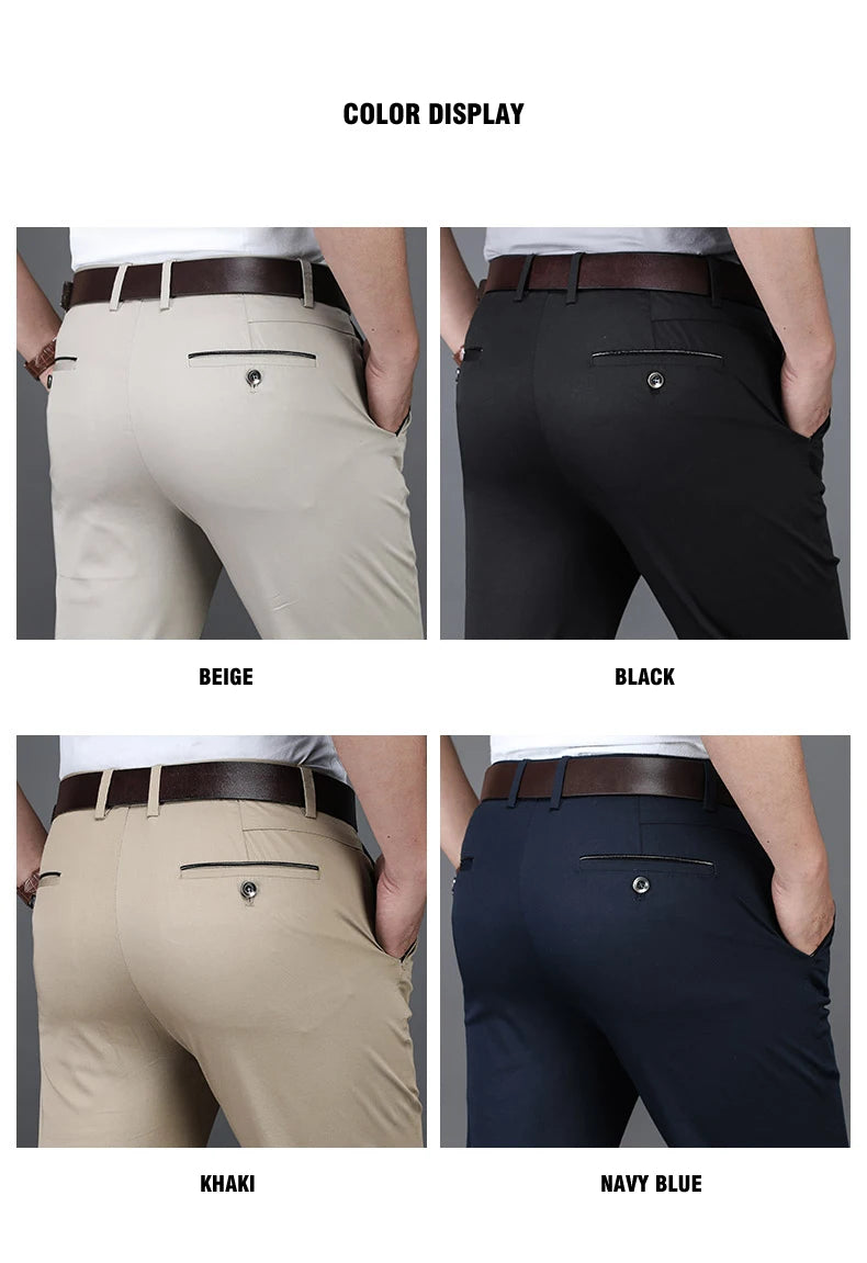 Men's Stretch Cotton Straight Leg Trousers