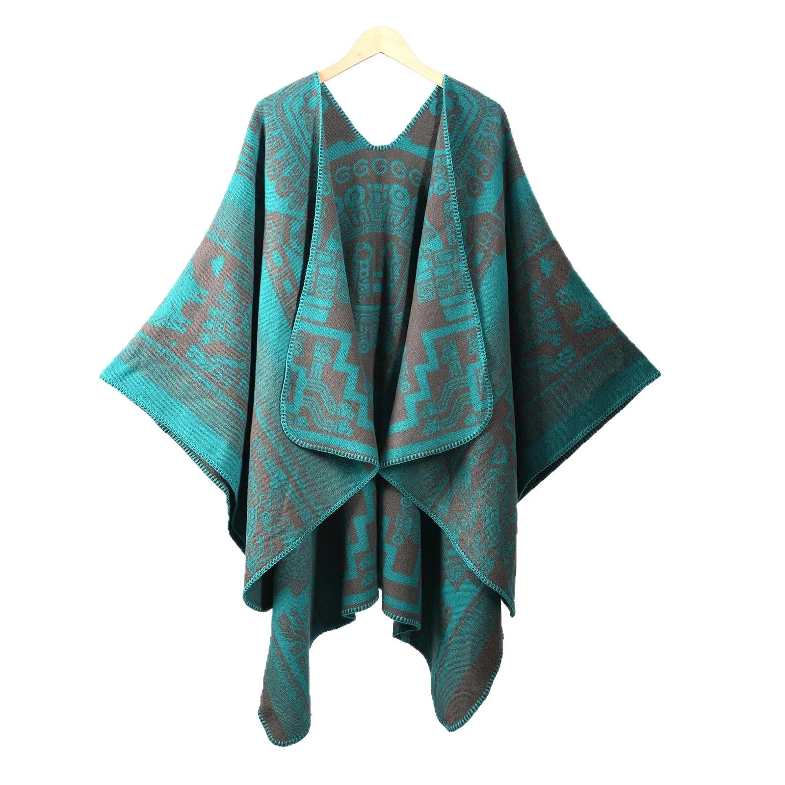 Poncho Vintage Trendy Split Front Men's Warmth Cloak Thickened Capelet New Arrival for Road Trips and Travel Cape