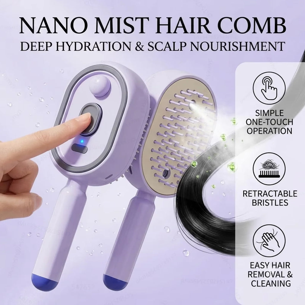 3 in 1 Multifunctional Electric Spray Massage Comb Vibrating Misting Hair Care Comb Detangling Volumizing Comb Gift for Women