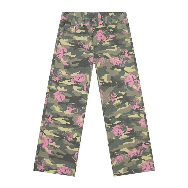 Men's Camouflage Wide Leg Denim Pants