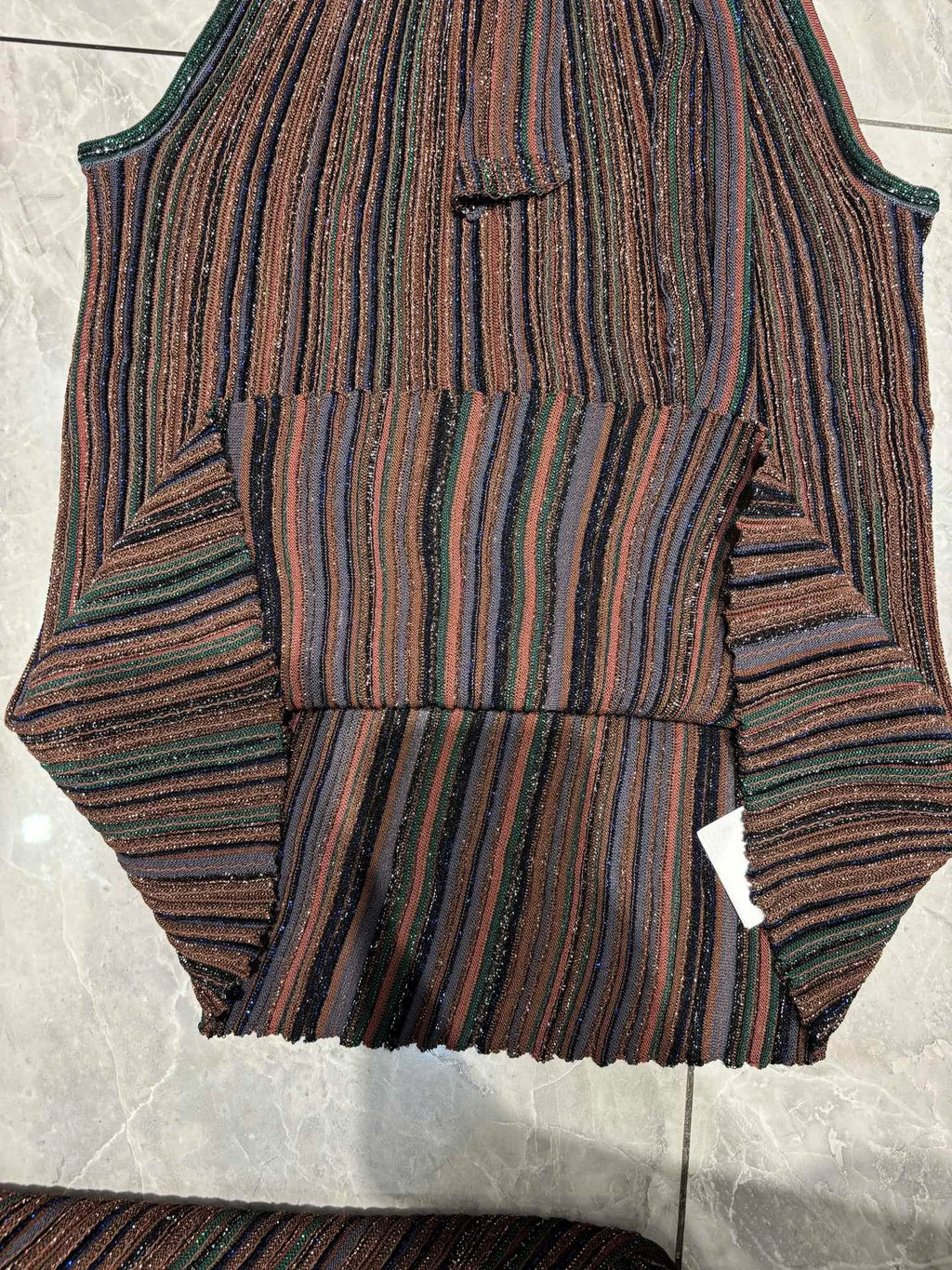 Women's Sequin Striped Knit Vest and Skirt Set