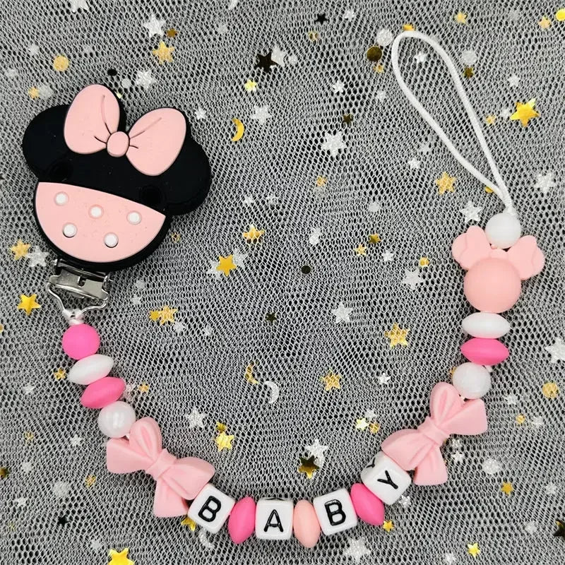 2026 Custom Name Baby Pacifier Clips Chain Silicone Beads Teether Toys Dummy Holder Russian English Name Pacifier Chain Newborn