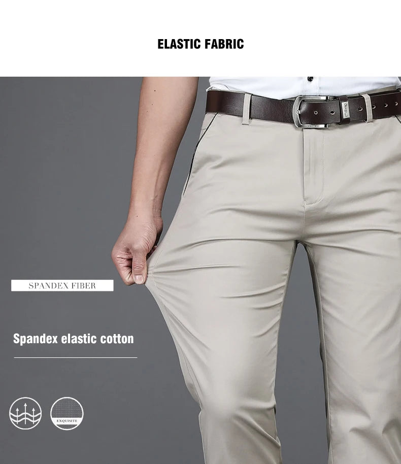 Men's Stretch Cotton Straight Leg Trousers