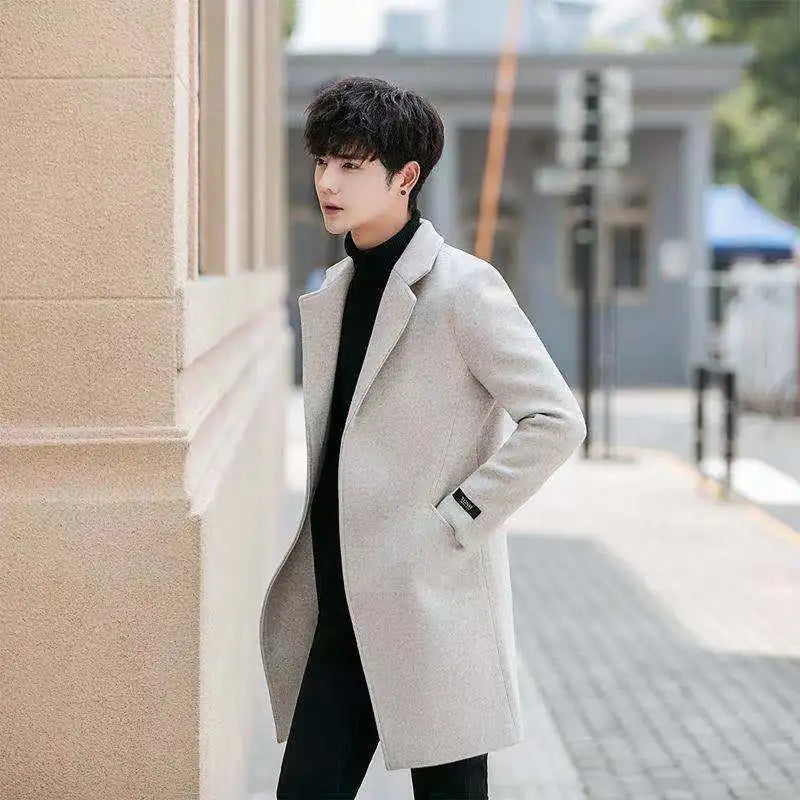 Men's Slim Fit Tweed Woolen Coat