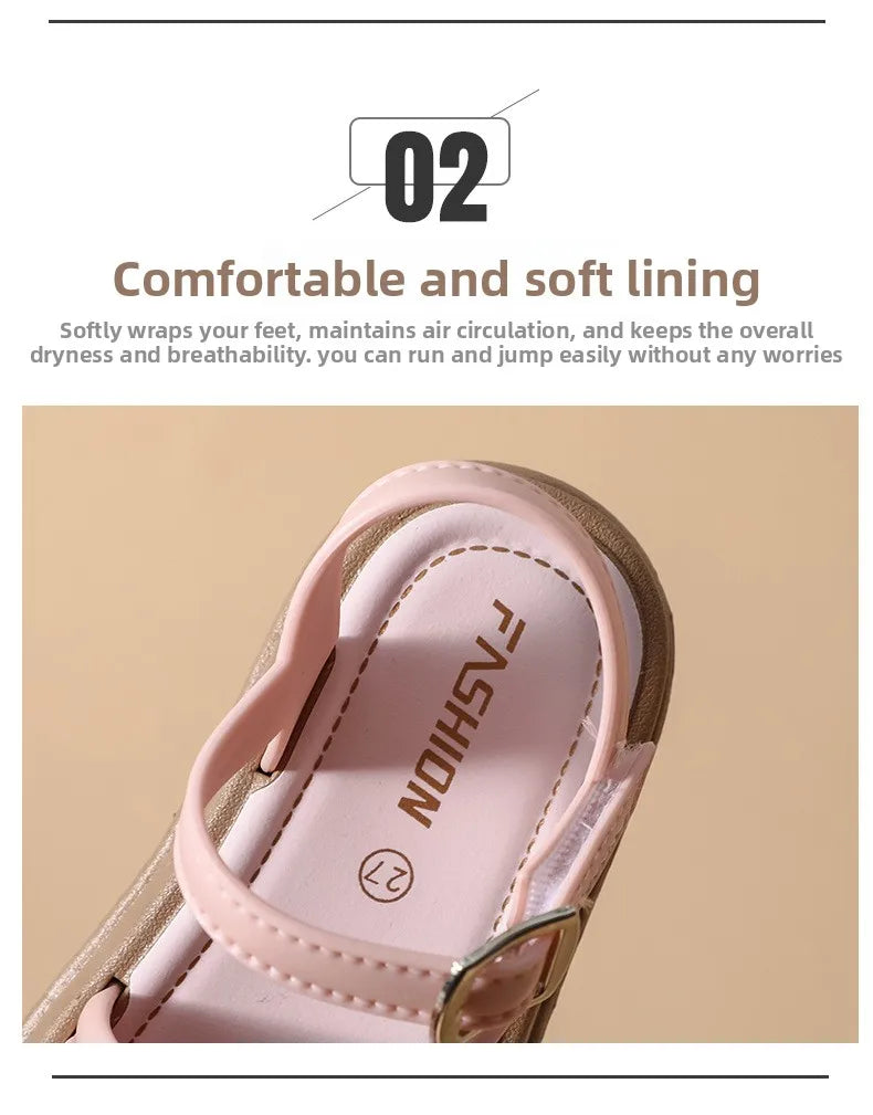 New Children's Sandals Summer Bowknot Girls Princess Causal Shoes Fashion Kids Soft Bottom Beach Flat Sandals Open-toe Versatile