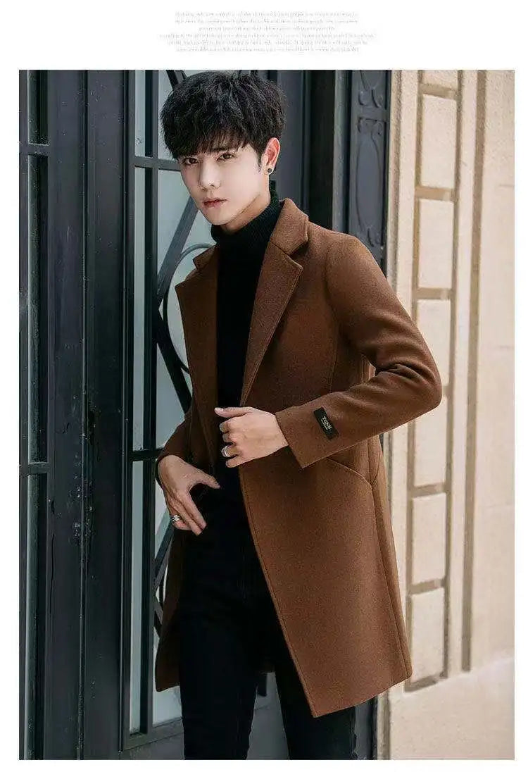 Men's Slim Fit Tweed Woolen Coat