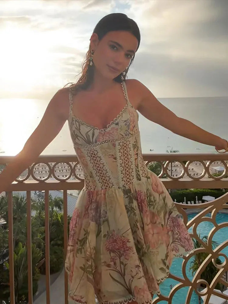 Women's Floral Spaghetti Strap A-Line Dress