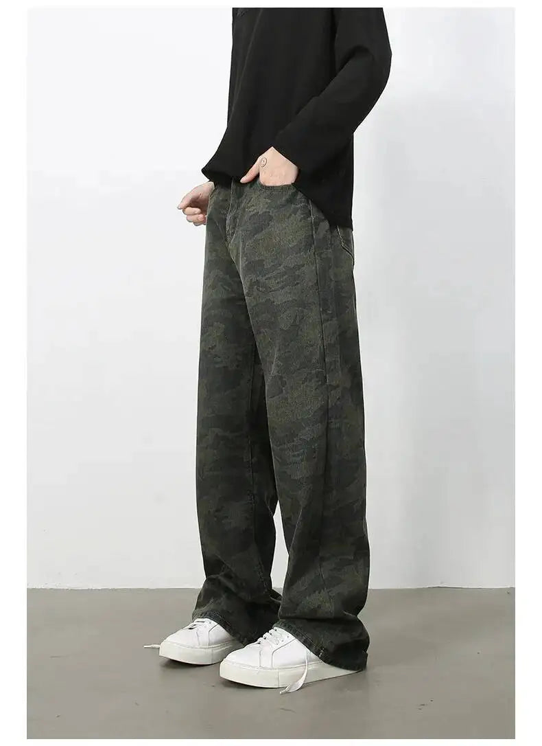Men's Camouflage Wide Leg Denim Pants