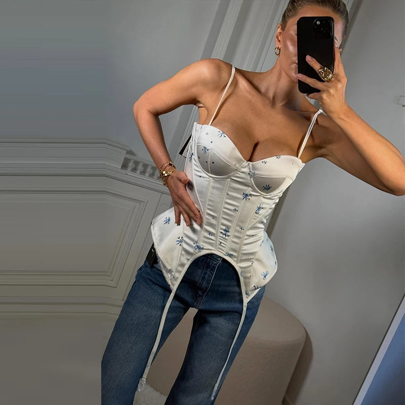Women's Fishbone Corset Sling Tank Top