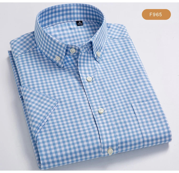 Men's Plaid Gingham Short Sleeve Shirt