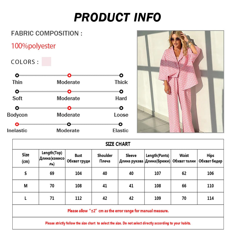 Women's Pink Print Shirt and Trousers Set