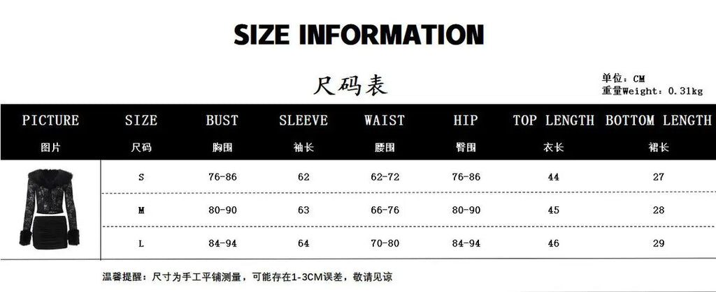 Women's Y2K Furry Crop Top and Mini Skirt Set