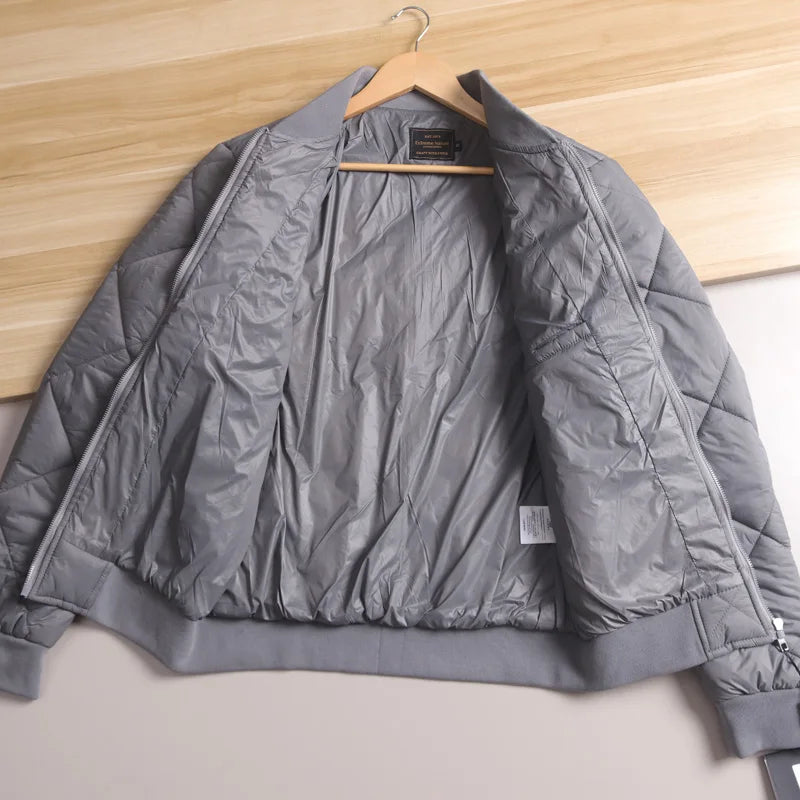 Men's Quilted Diamond Baseball Collar Jacket