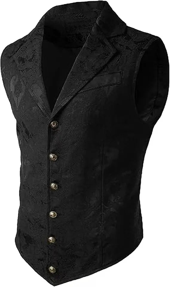 Men's Medieval Gothic Long Vest, Vintage Steampunk Victorian Costume Waistcoat, Halloween Cosplay Formal Jacket, Renaissance LAR
