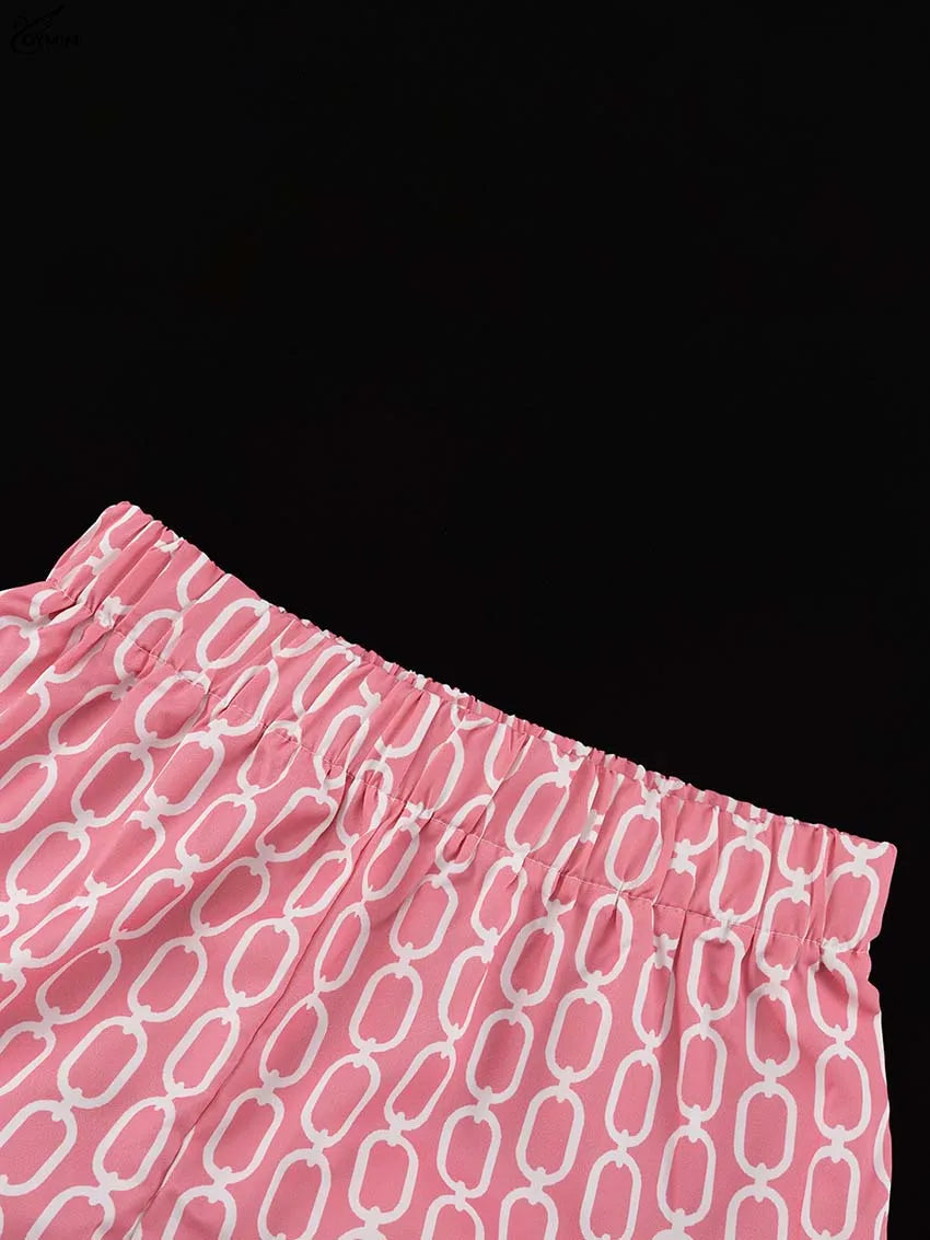 Women's Pink Print Shirt and Trousers Set