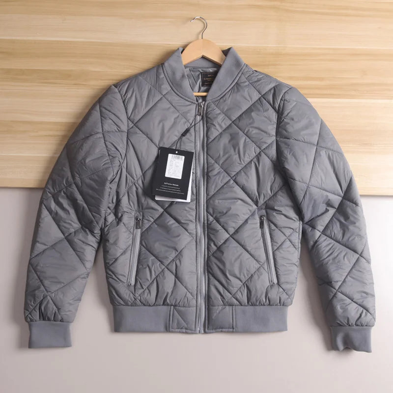 Men's Quilted Diamond Baseball Collar Jacket