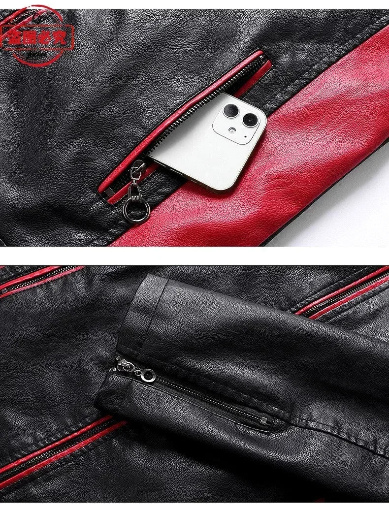 CAN-AM motorcycle LOGO retro washed pu leather jacket windproof autumn and winter men's cycling spring and autumn leather jacket
