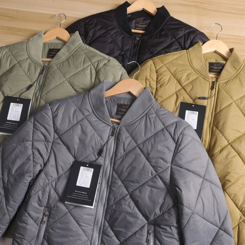 Men's Quilted Diamond Baseball Collar Jacket