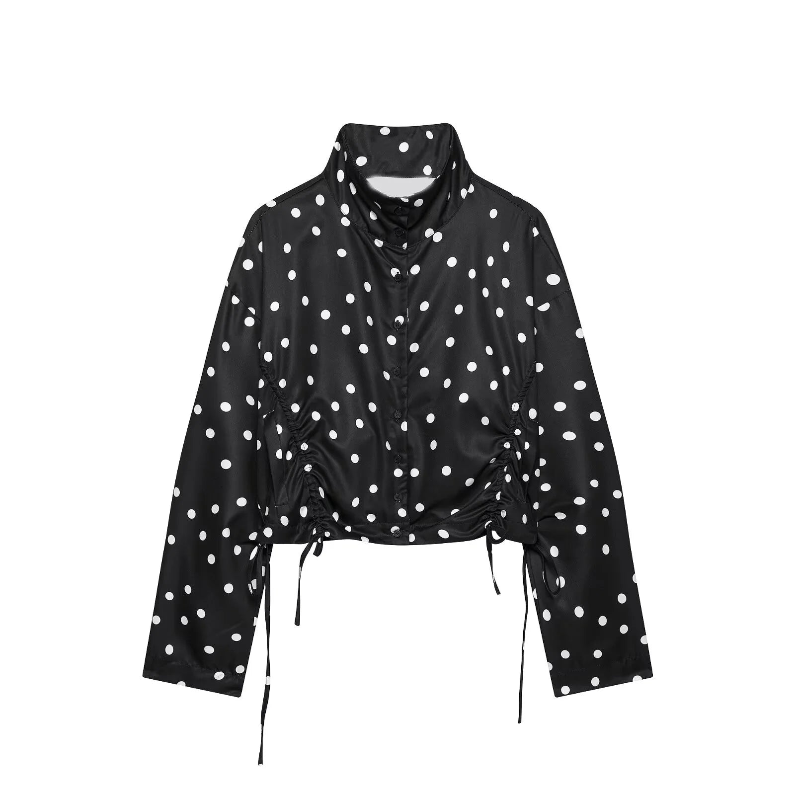 Women's Polka Dot Tie High Collar Jacket