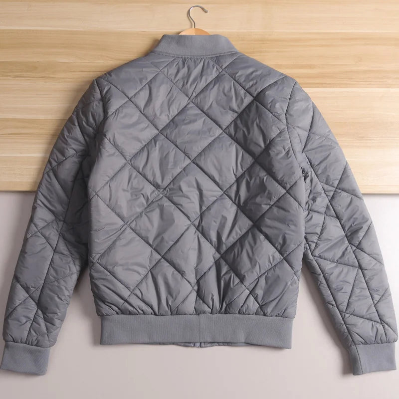 Men's Quilted Diamond Baseball Collar Jacket