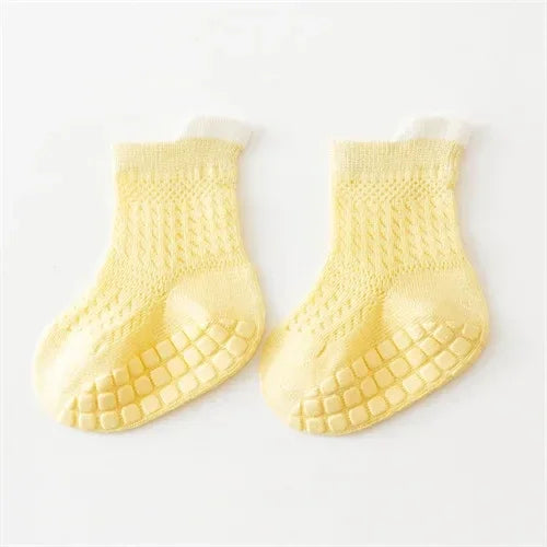 3pairs/lot RAISE 6 Colored Non-slip Baby Girl Sock Breathable Thin Infant Girl Cotton Socks Kids Mesh Socks Children's Socks Kit