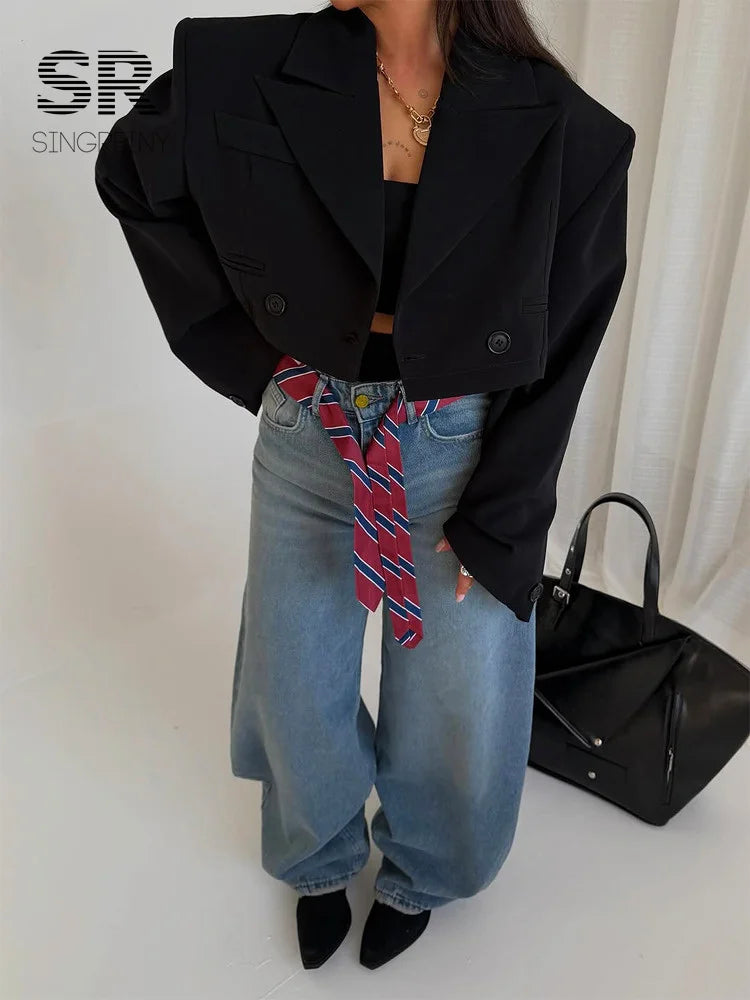 Women's Double Breasted Short Blazer