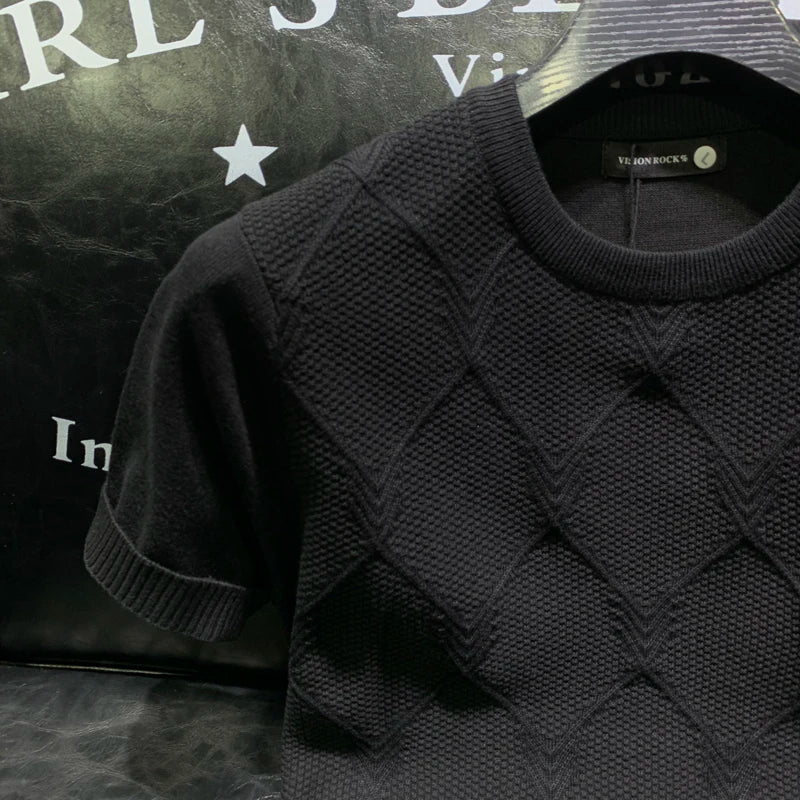 Korean Knitted Solid Color T-Shirt