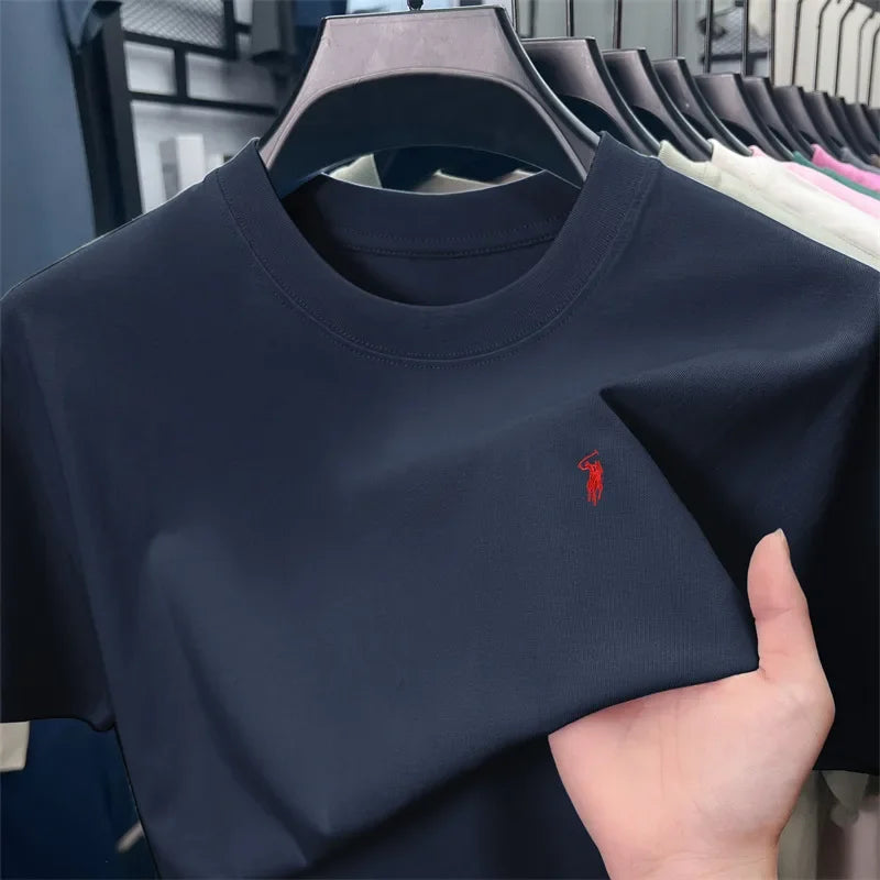 Men's Embroidered Cotton Round Neck T-Shirt